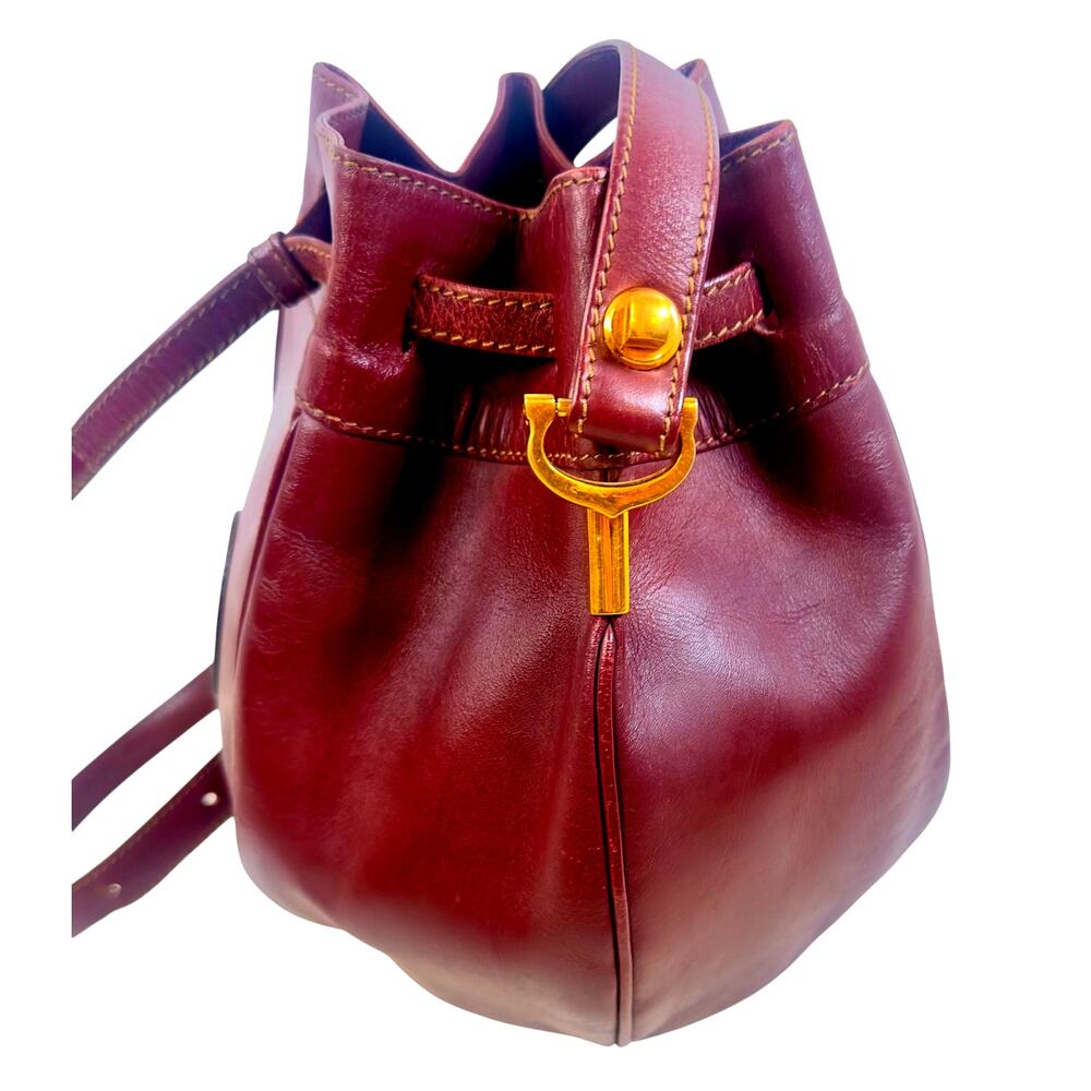 Vintage Cartier Must De Cartier Burgundy Leather Bucket Bag w/ COA & Dust Bag - Picture 3 of 13